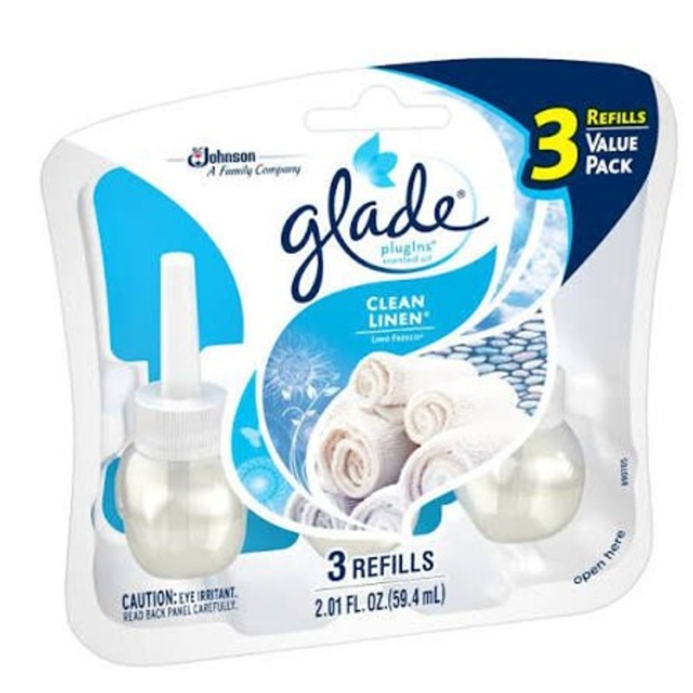 Glade Plugins Scented Oil Refill 3 Pack Clean Linen Home Fragrance 2.01oz